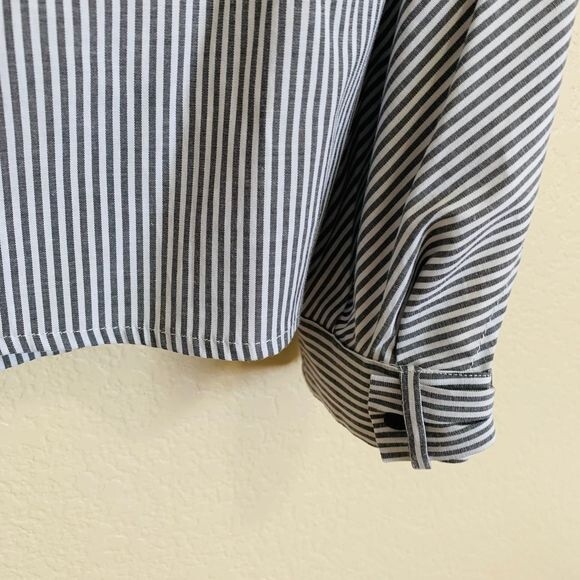 Laundry by Shelli Segal women top gray stripe long sleeve collar shirt size S - Picture 8 of 12